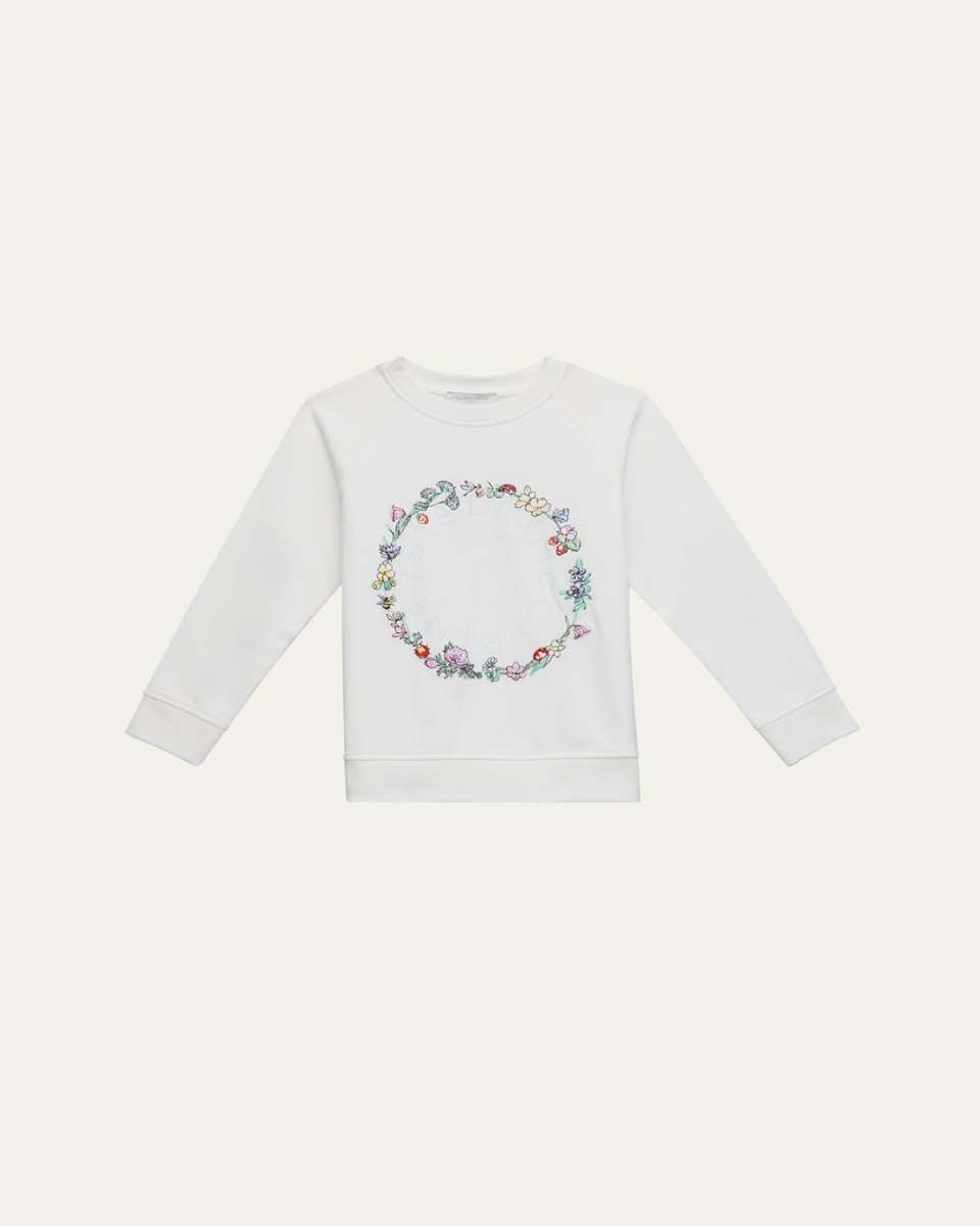 Girl's Floral Dotted Logo-Print Sweatshirt, Size 2-16